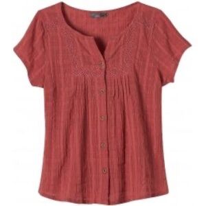 Women’s Red Prana Lucy Short Sleeve Blouse